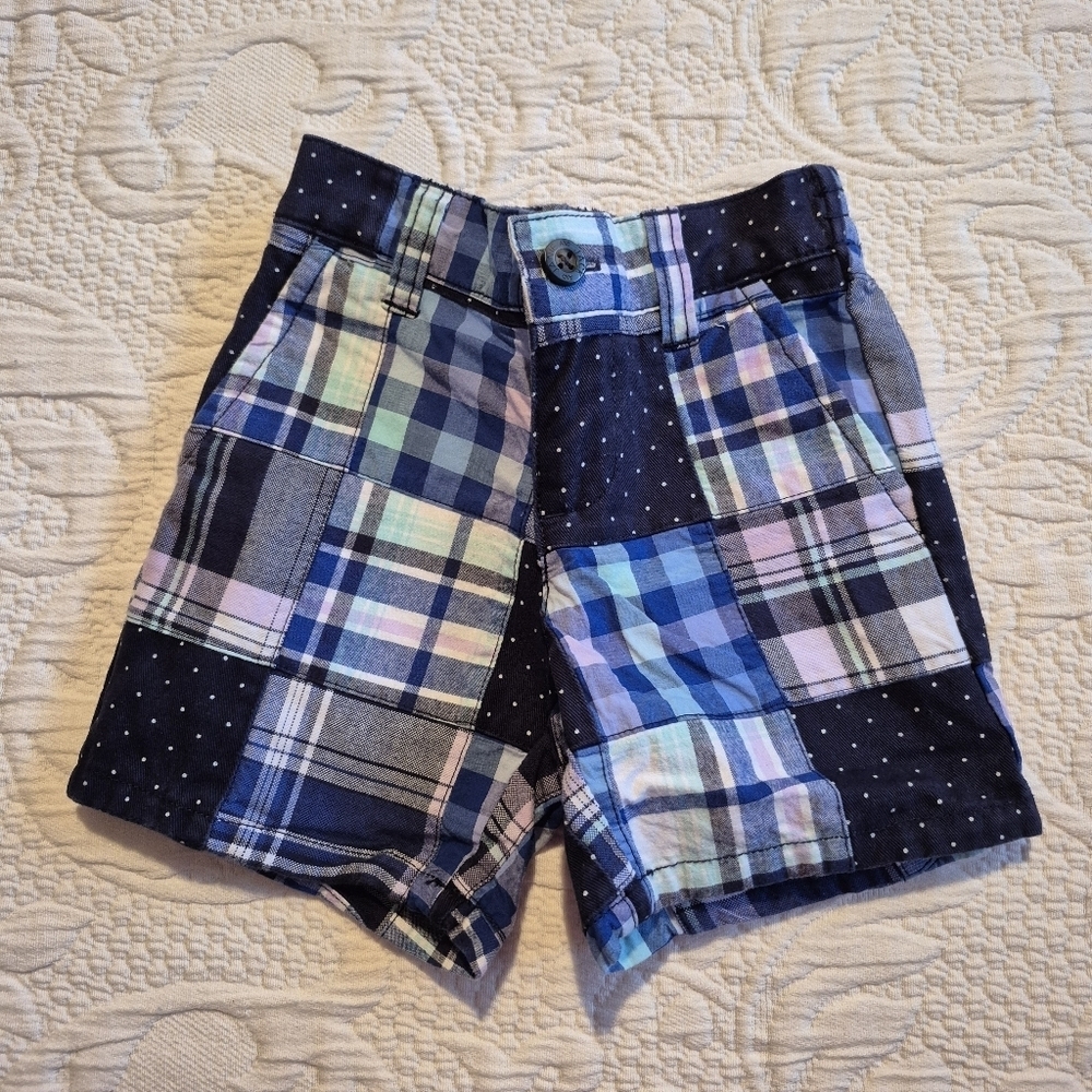 Janie and Jack boys 6-12 months shorts, plaid elastic back waist VGUC
